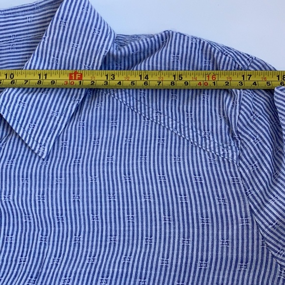 Free People blue white stripe button down split back cotton long sleeve shirt - Picture 15 of 16